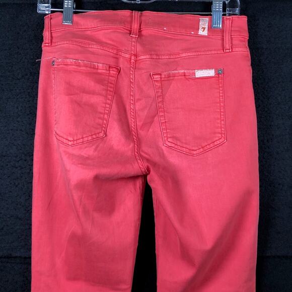 7 For All Mankind Womens Jeans Coral Mid Rise Slim Distressed Stretch 28 - Picture 10 of 11